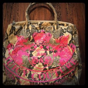 Juicy Couture Cloth Snakeskin Tote w/ Zipper