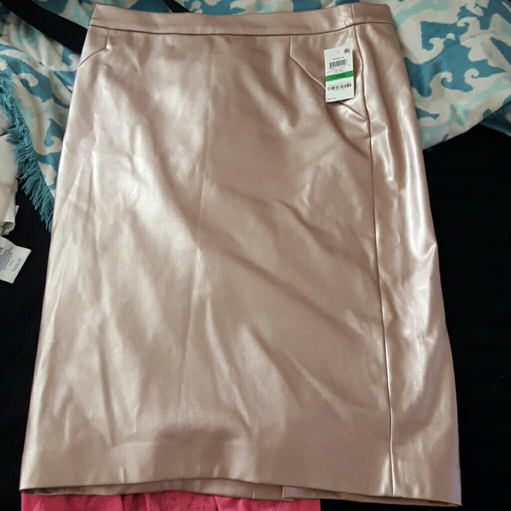 Bar 3 faux Rose gold leather skirt