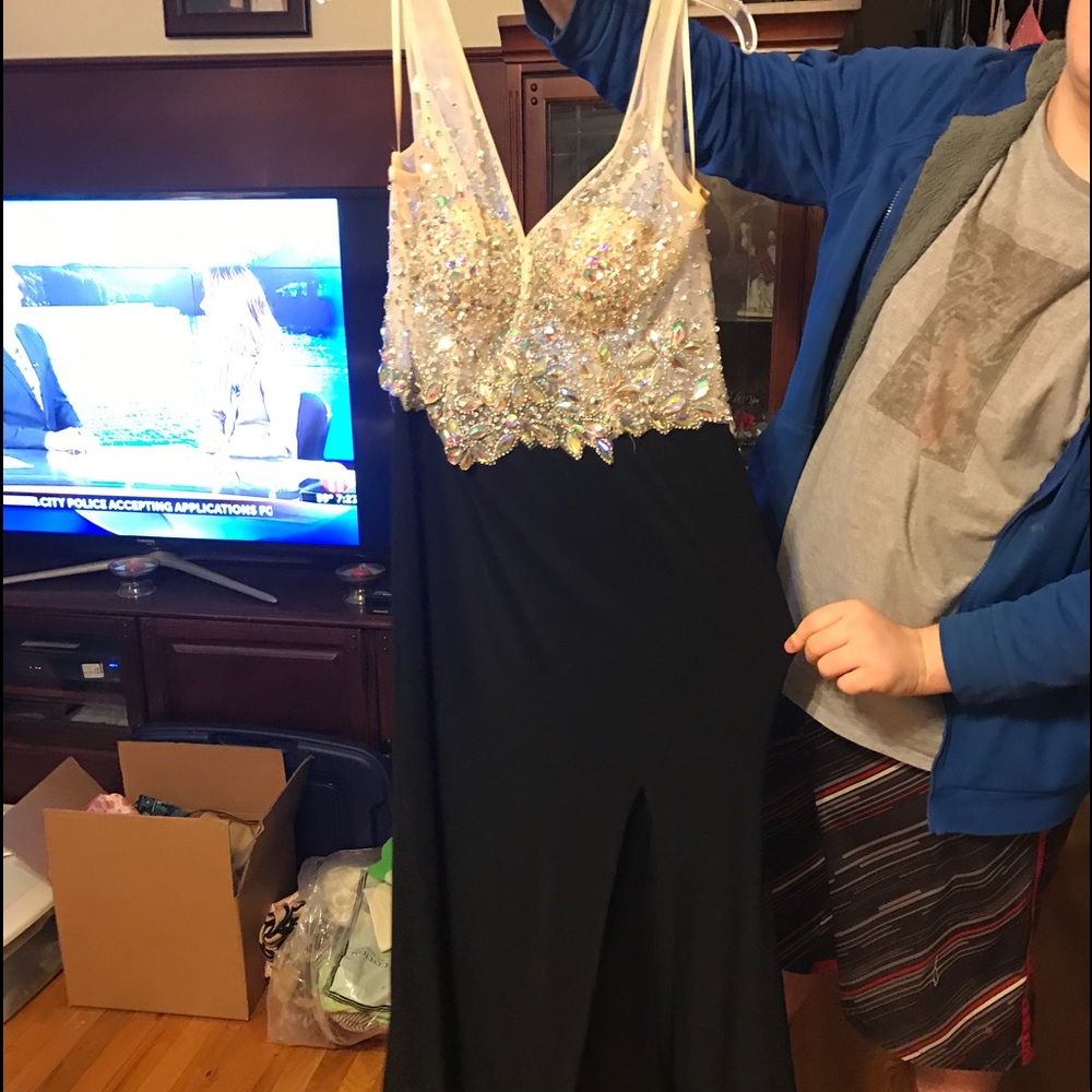 Jovani Black Rhinestone Prom Dress