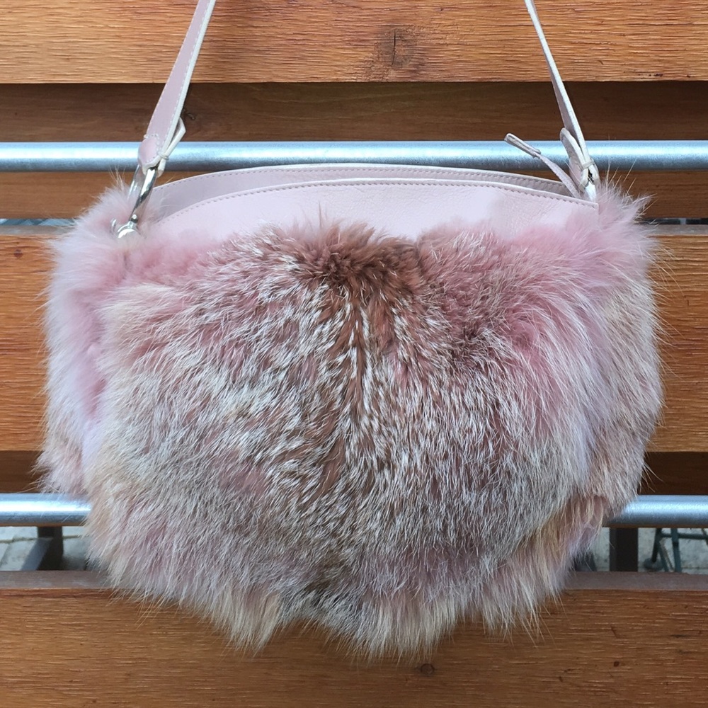 Gorgeous dyed fox fur purse