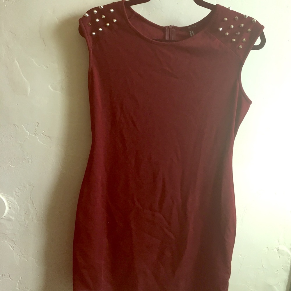 Never worn burgundy forever 21 studded mini dress