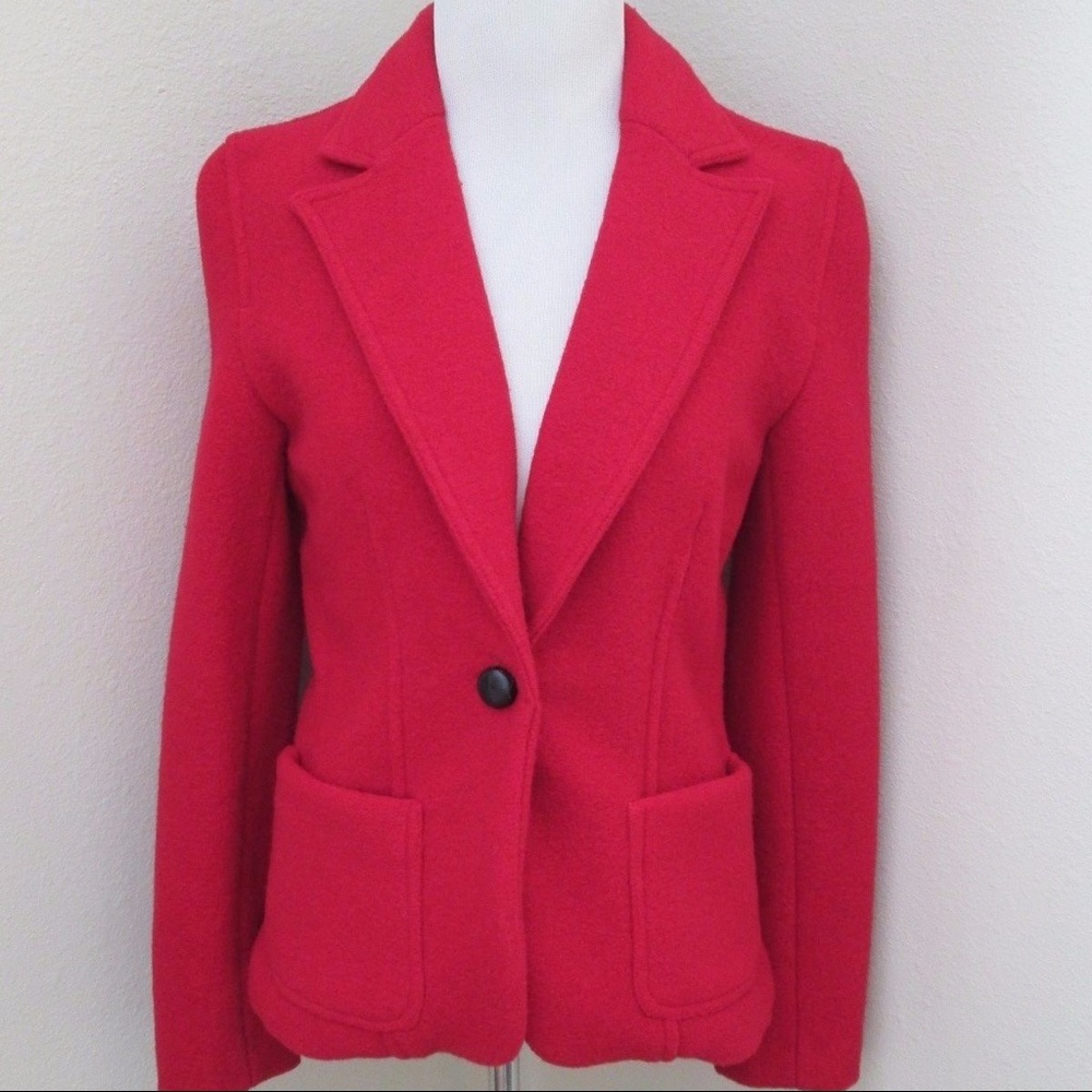 J. Crew red 100% wool jacket/ blazer size 2-4