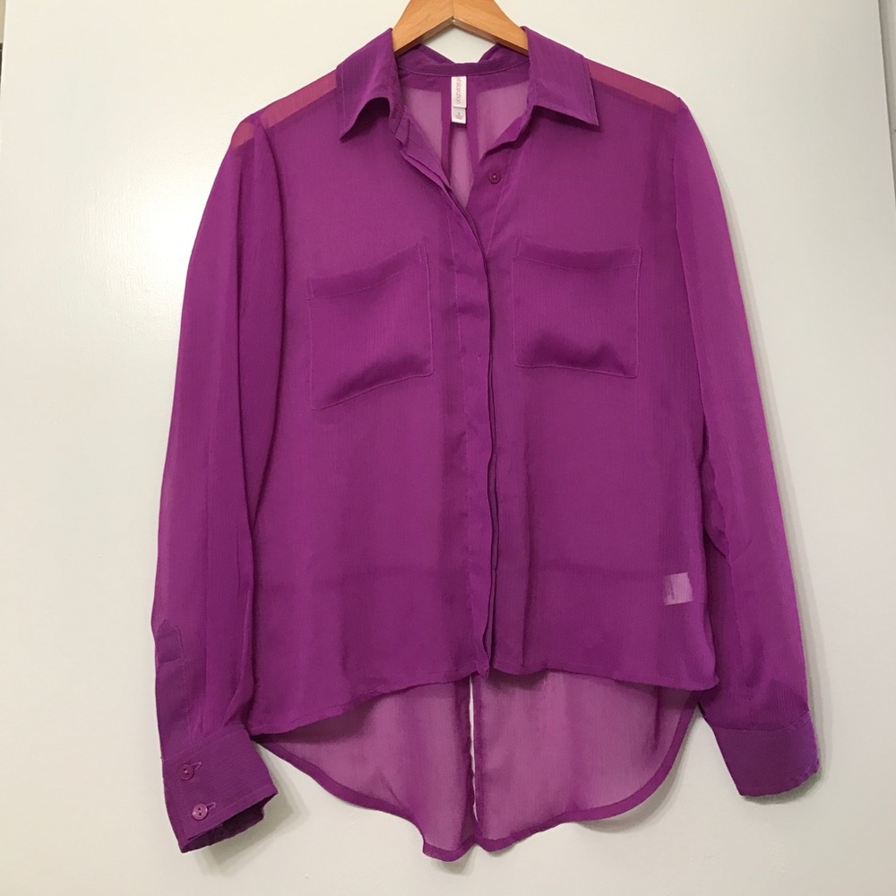 Purple long sleeves button up
