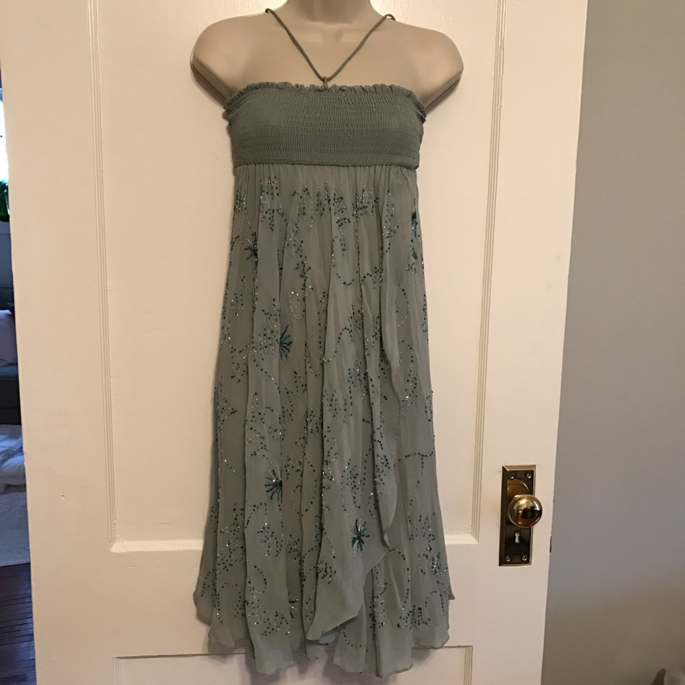 French Connection Hand Beaded Dress 100% silk