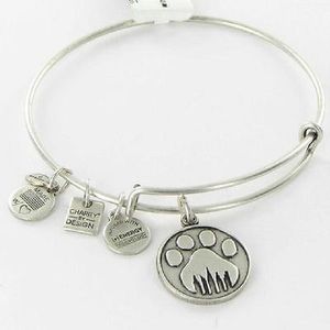 {alex & ani) paw print silver bangle