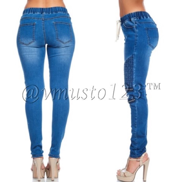 ‼️SMALL LEFT- PREMIUM MOTO DENIM ZIPPERED JOGGER - Picture 2 of 3