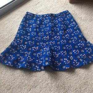 J.Crew blue printed skirt size 2