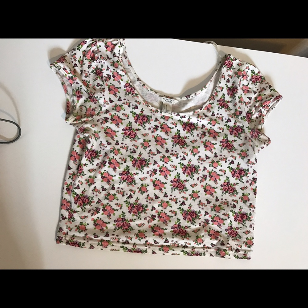 Pink Floral Crop Top