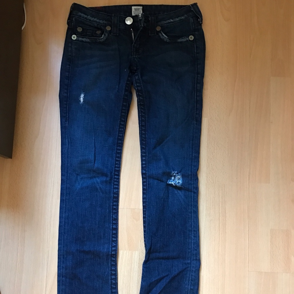 True religion ripped bootcut jeans