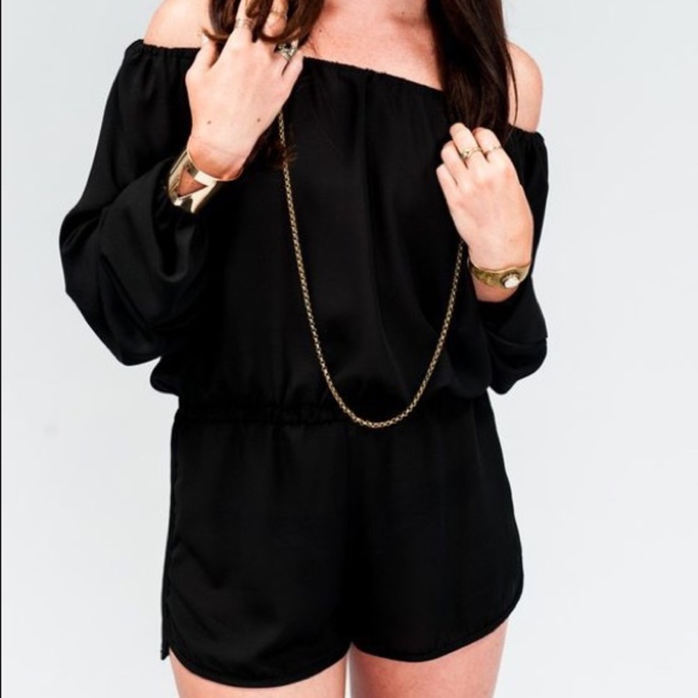 SHOW ME YOUR MUMU Black Off the Shoulder Romper