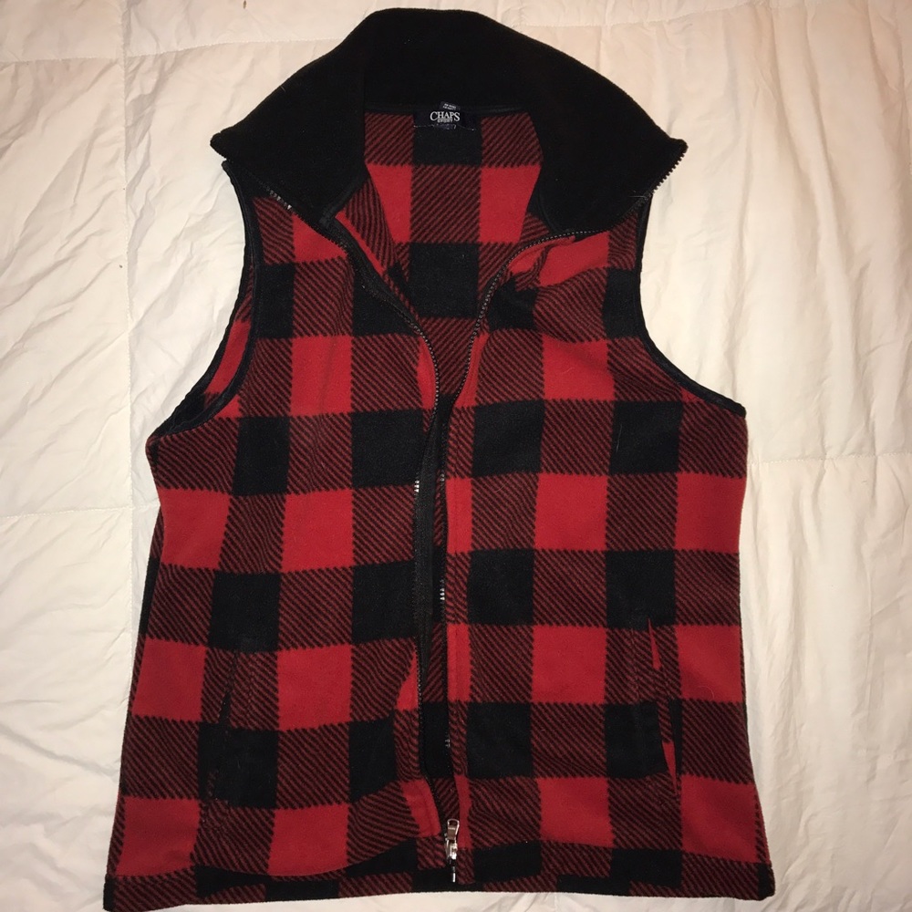 Chaps Red Checkered Vest
