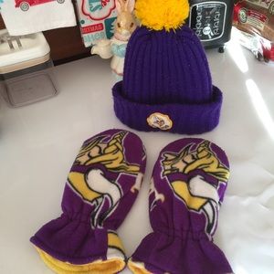 Old Minnesota Viking Hat And A Pair Of Mittens