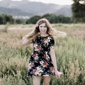 Forever 21 Black Floral Babydoll Dress