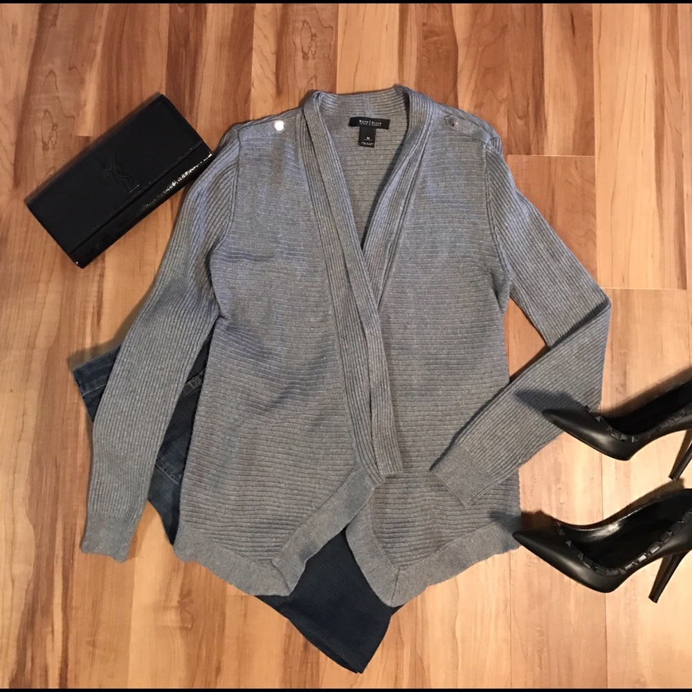 WHBM Gray Waterfall sweater