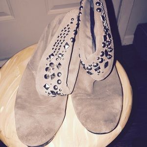 Grey Suede Studded booties