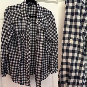 Torrid Button-Up Navy & White Gingham Print Sz 1X