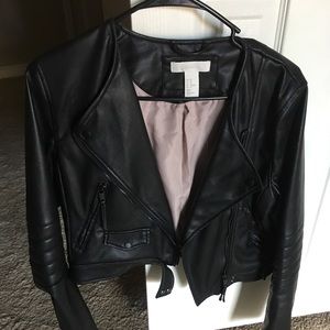 Crop top leather jacket