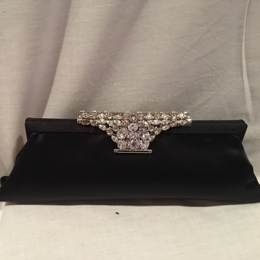 Black satin evening purse
