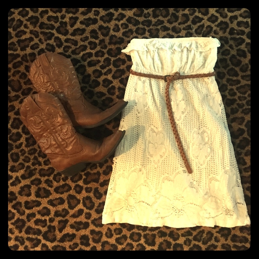 White lace forever 21 strapless dress