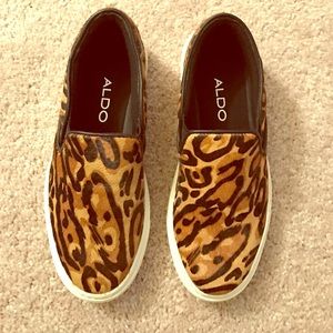 animal print slip on sneakers (pony hair)