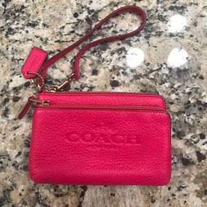COACH Double Zip Wristlet PINK