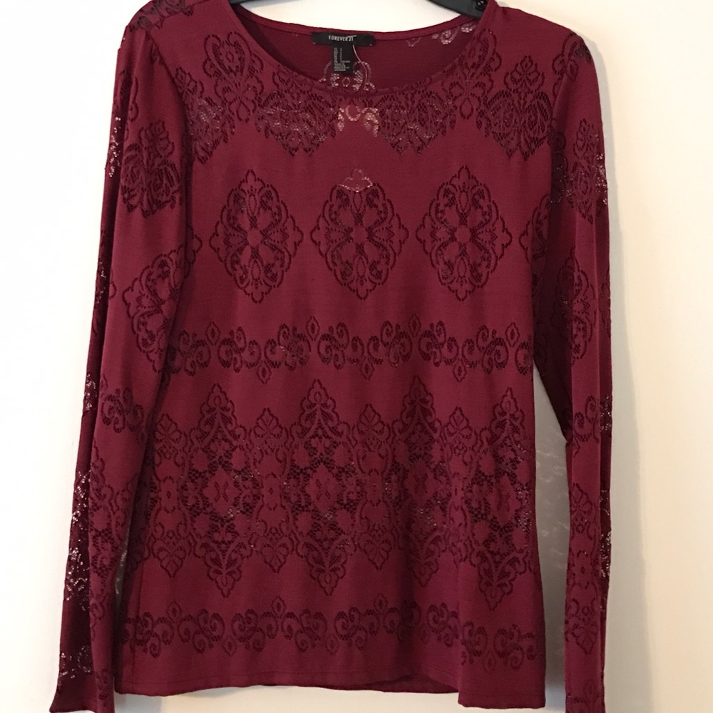 Maroon- F21- Cutout Blouse