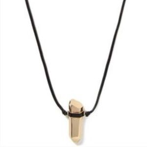 Banana Republic Long Black Leather Crystal Pendant
