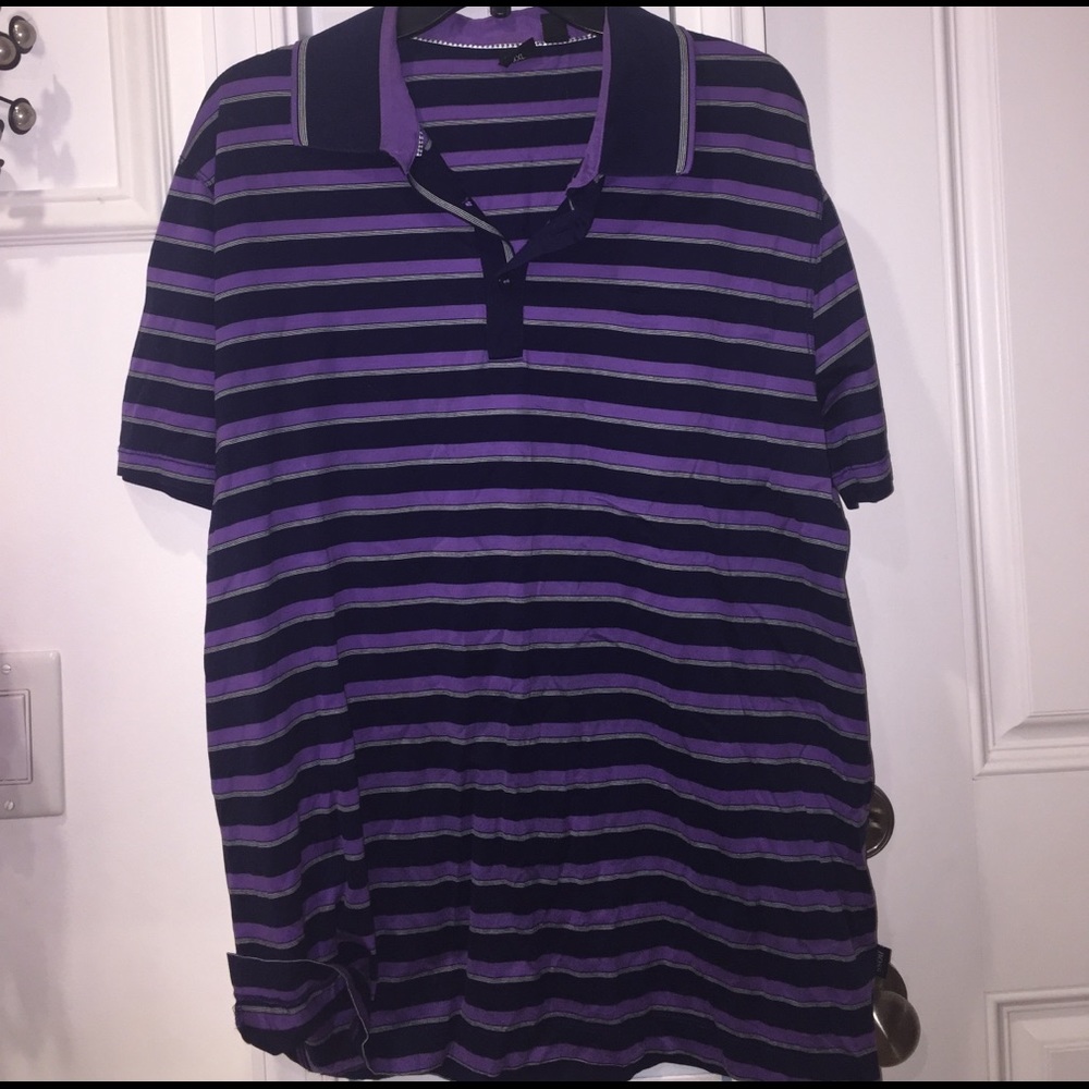 Hugo Boss Purple/Black Striped Polo, 2XL