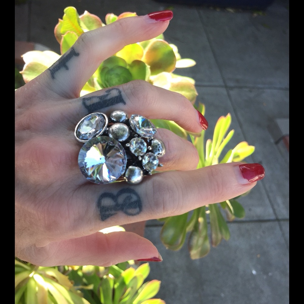 MARK DOWN! silver rhinestone cluster ring!