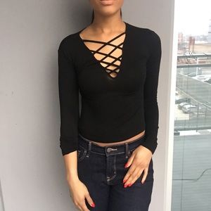 Black Criss Cross Top