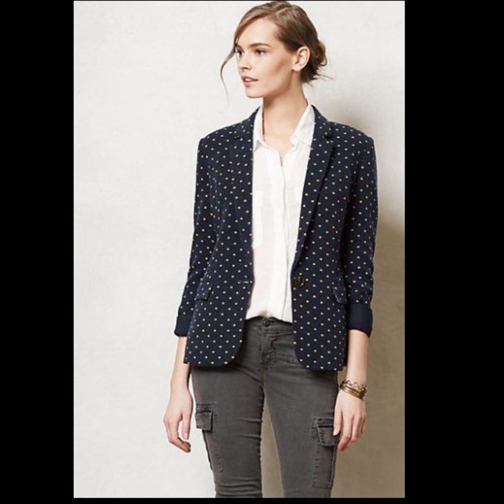 FINAL DROP 💧 Anthropologie Navy Blazer Cartionner