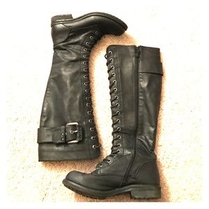 Tall lace-up combat boots
