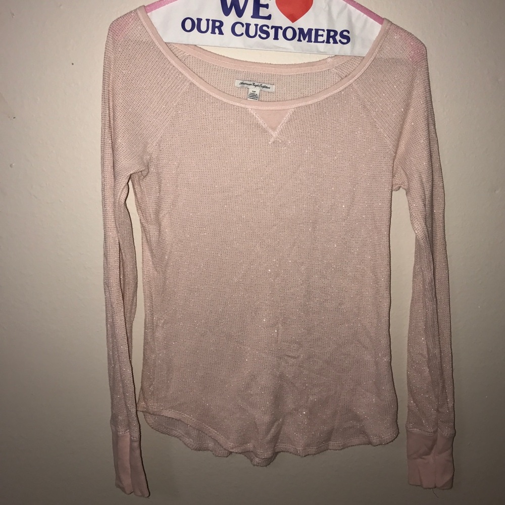 American eagle pink/cream blouse