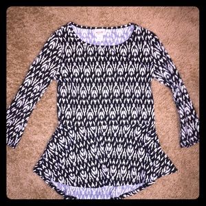 Black and white print mossimo peplum shirt