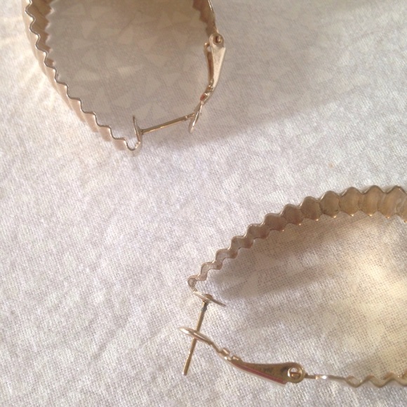 Jewelry - Gold zig zag | crimped oval hoop earrings Jewelry - Gold zig zag | crimped oval hoop earrings