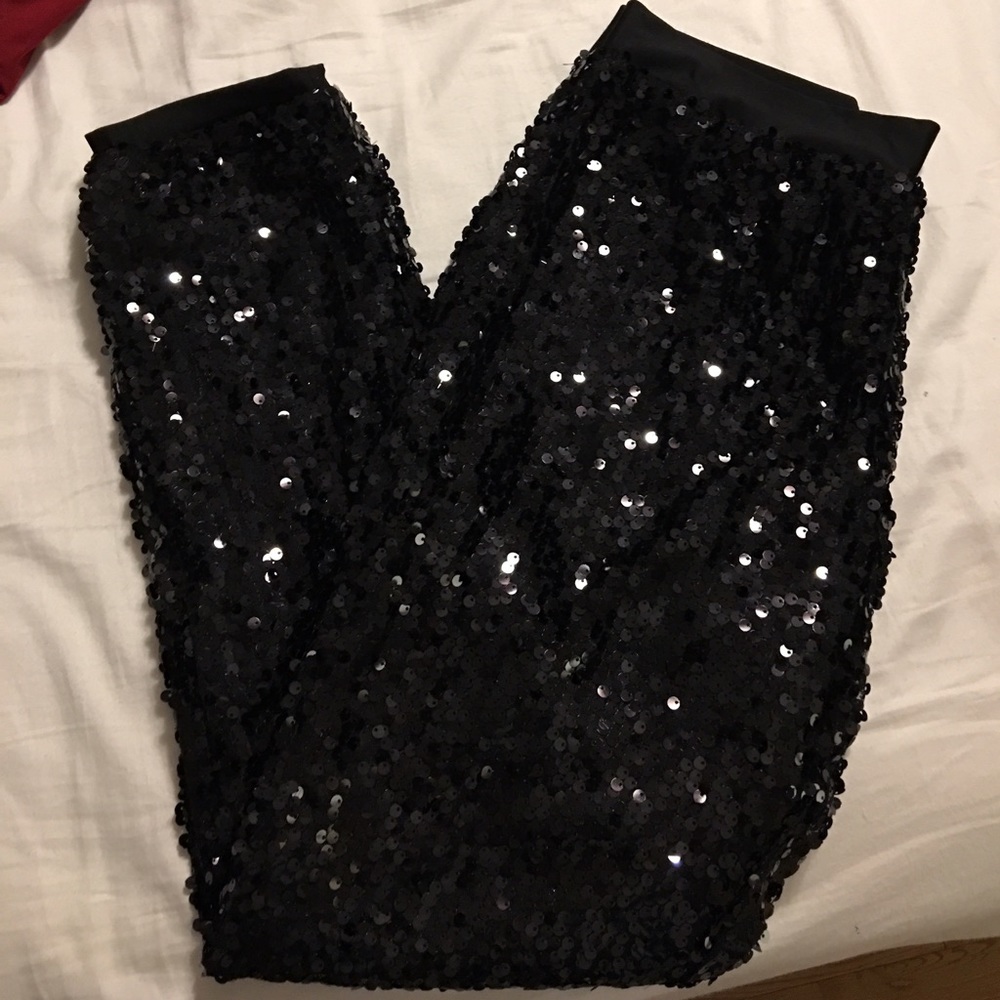Black Sequin Ankle Pants