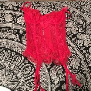 Victoria's Secret red Lingerie w/ garter straps