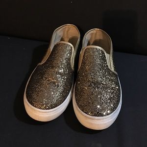 Gold Sequin Slip On Sneaker