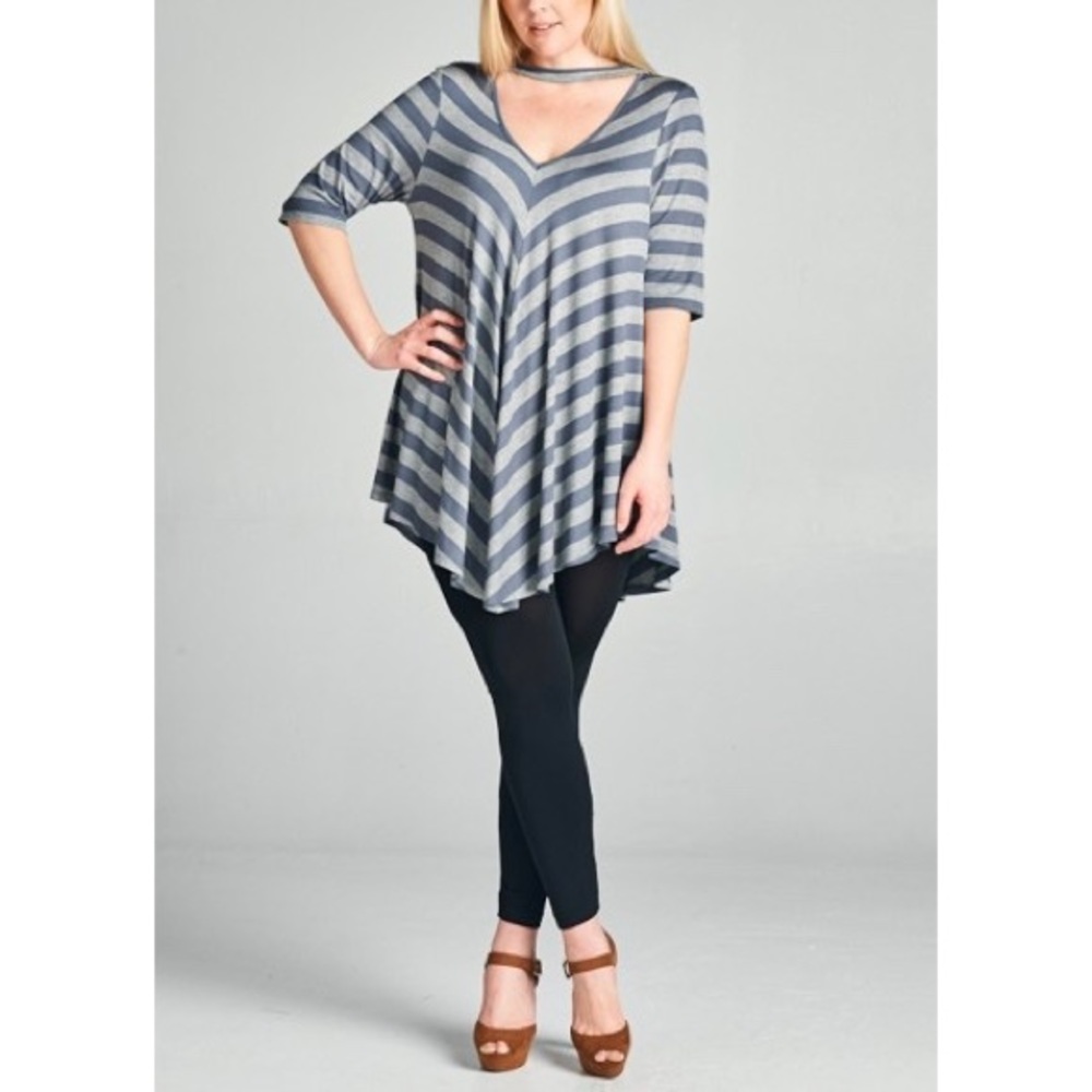 SALE❤️STRIPED CHOKER V-NECK TOP