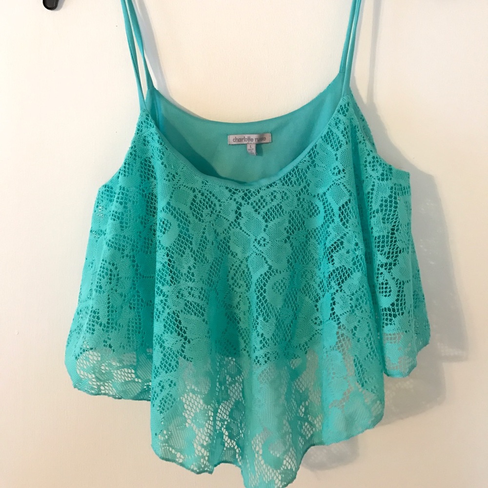 Teal Lace Crop Top