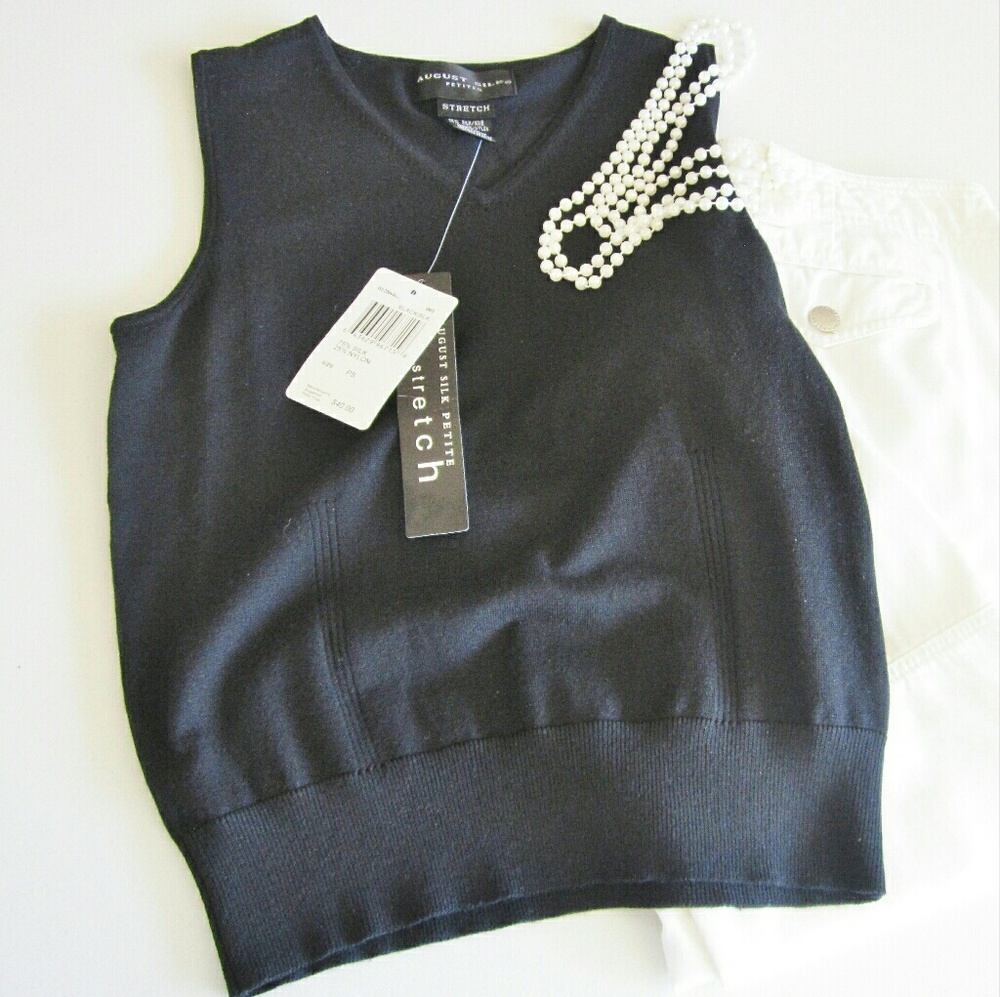 August Silk PS Black Stretch Sleeveless Shirt