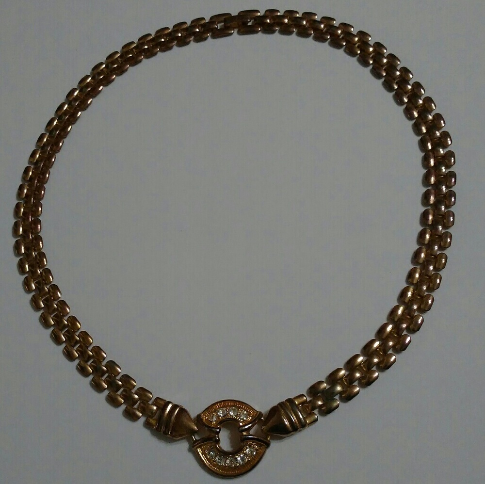 Copper Tone Statement Necklace with Amulet