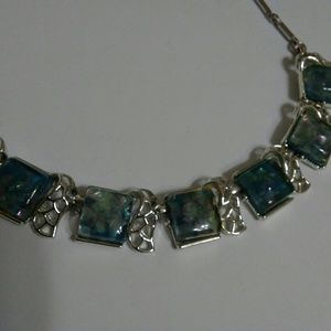 Light Blue Faux Gemstone Statement Necklace Silver