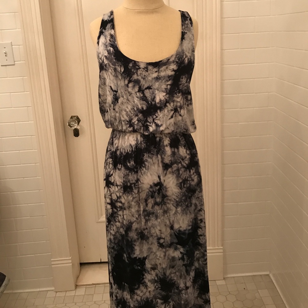 Black and White Tie-Dye Maxi Dress NWT