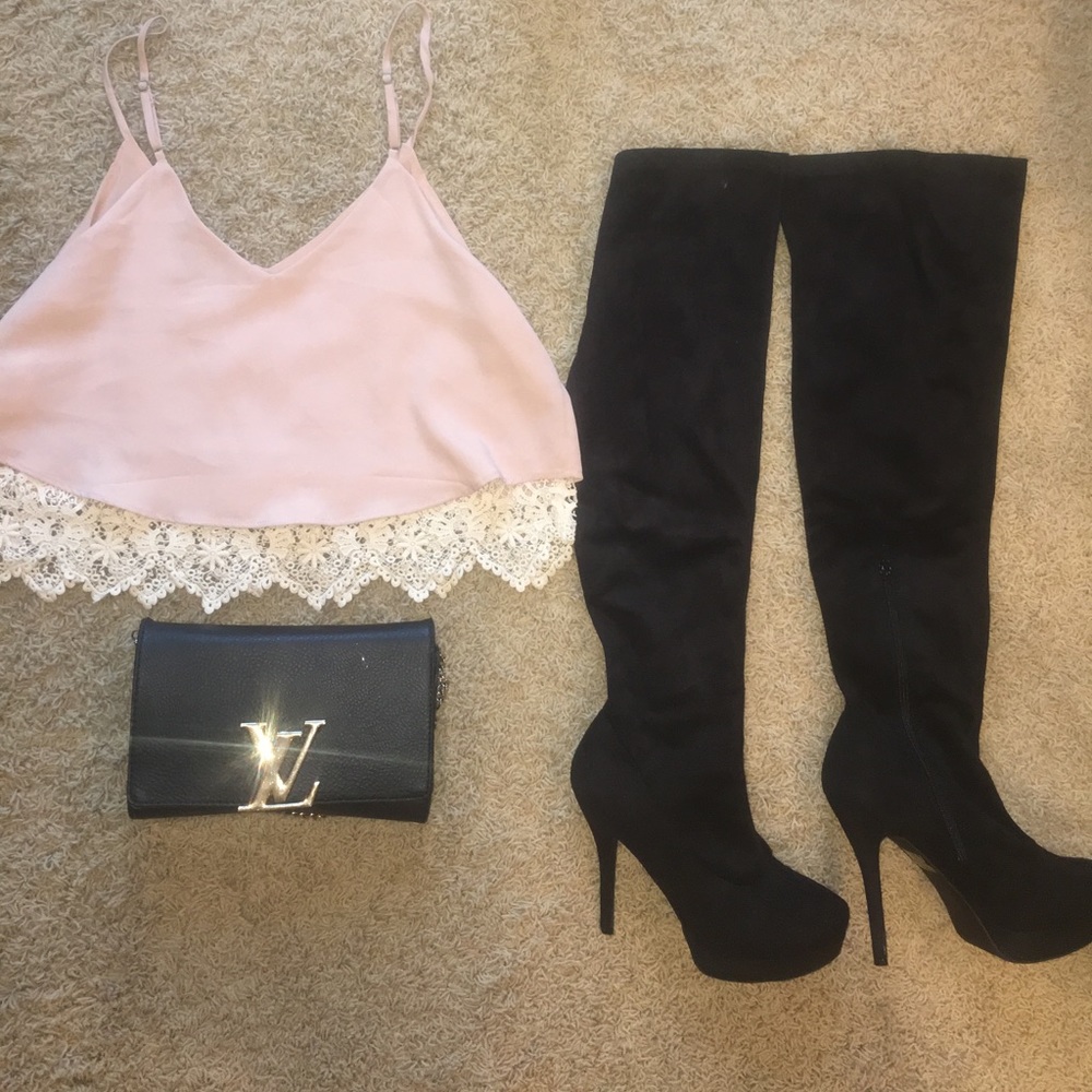 Light pink and Lace crop top