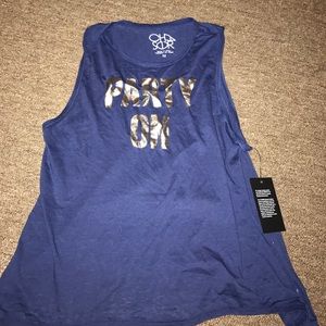 "Party on" navy blue tank never worn