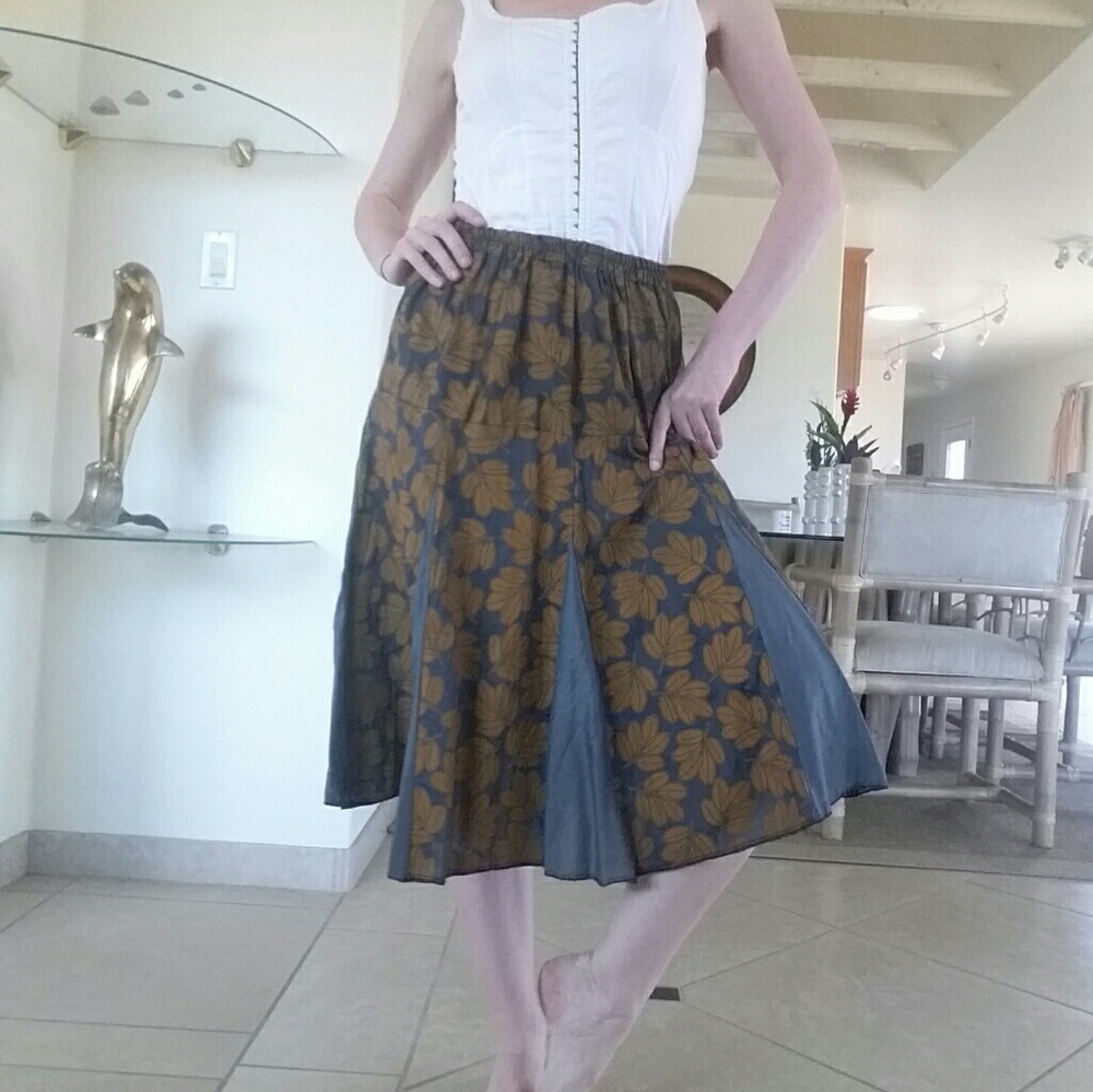 Gray and Yellow Princess Cut Skirt