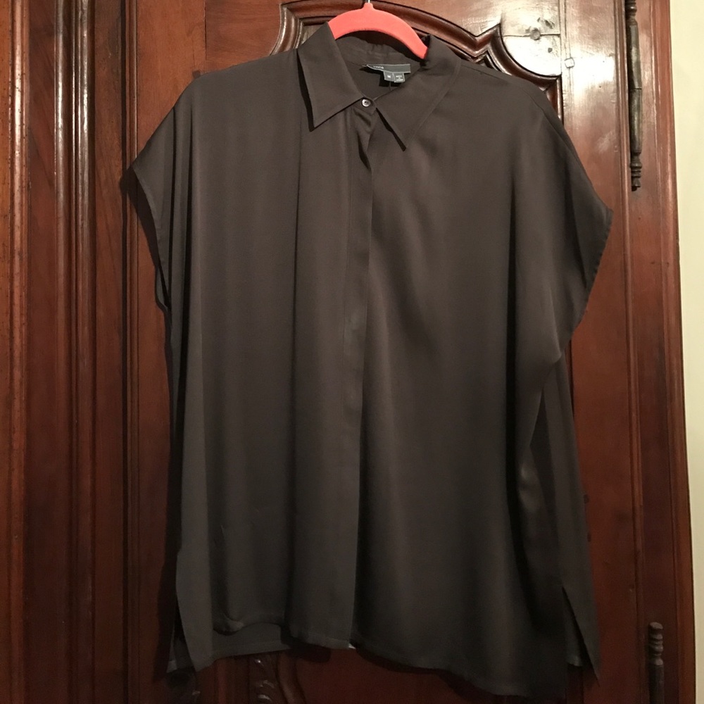 Silk button up blouse hidden buttons