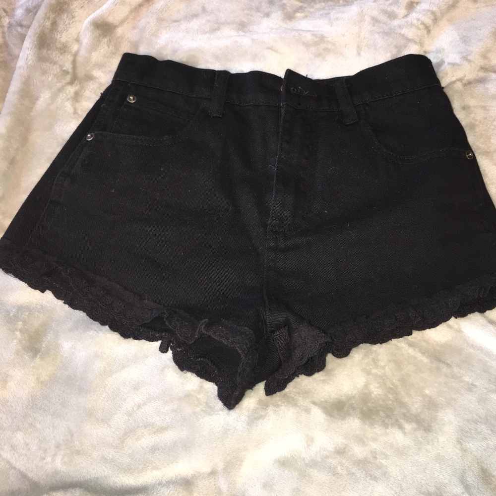 Forever 21 High-waisted Jean Shorts with lace trim