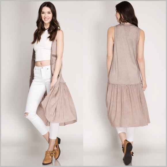 Mineral Washed Sleeveless Duster Cardigan - Picture 4 of 5